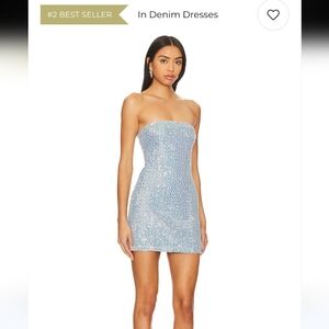 Superdown Strapless Shimmering DENIM Blue Dress